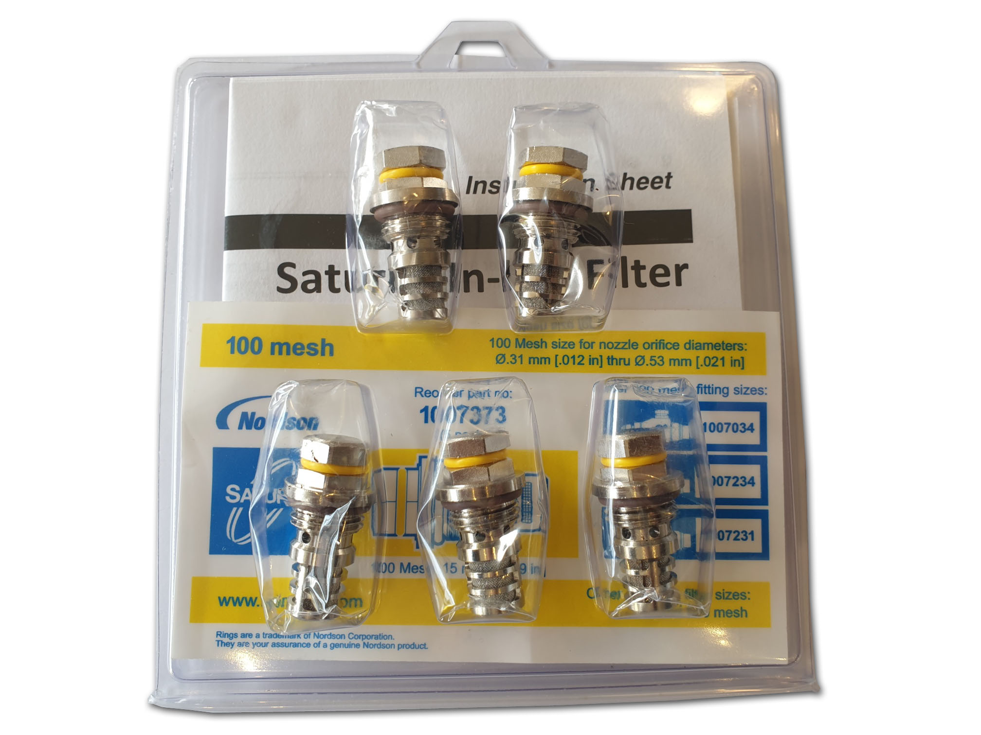 Nordson® filters: Nordson Saturn inline filters 100 mesh 5 pack